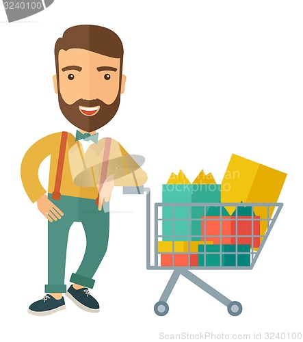 Image of Man with shopping cart