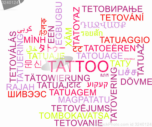 Image of Tattoo multilanguage wordcloud background concept