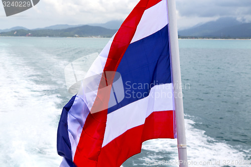 Image of  myanmar kho isle waving flag    in south china sea 
