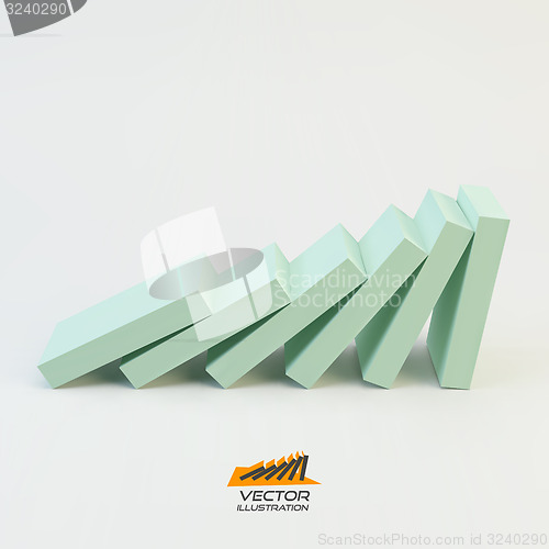 Image of Domino effect concept. Business 3D concept illustration.  