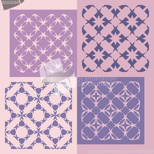 Image of Set of four seamless patterns. Vintage geometric ornaments. 