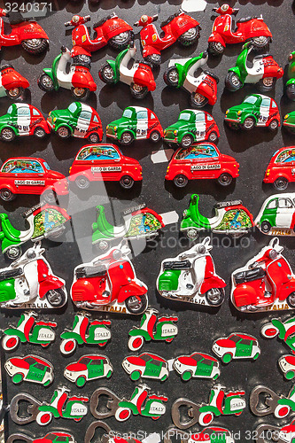 Image of Collection of souvenir magnets in Italy 