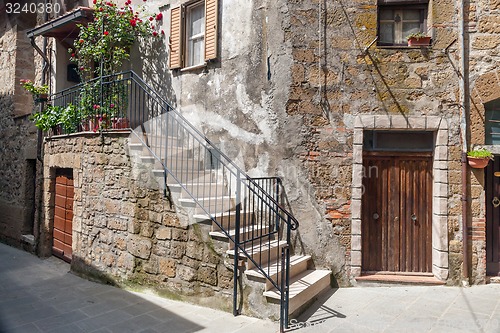 Image of italian patio in old  village Pitigliano