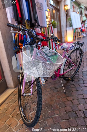 Image of italian narrow street in the old town - bicycle. Italy