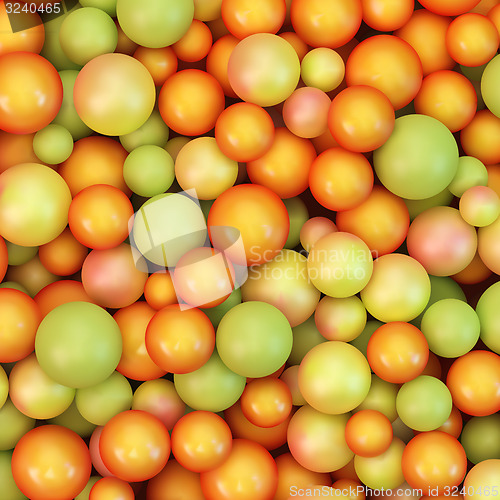 Image of Abstract vector background with various balls. Spheric pattern. 