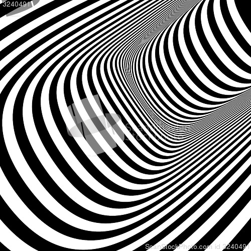 Image of Black and white abstract striped background. Optical Art. 