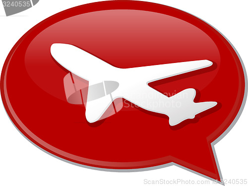 Image of Airplane air travel word speech bubble illustration