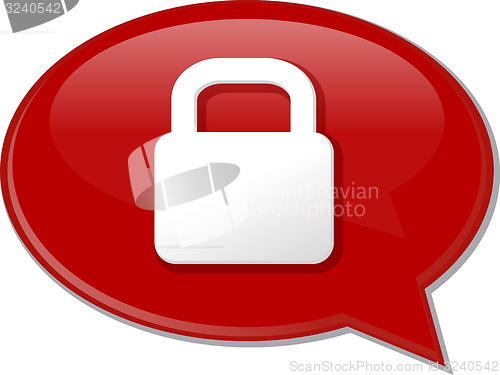 Image of Secure lock word speech bubble illustration