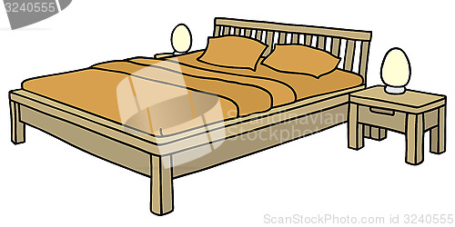 Image of Wooden double bed