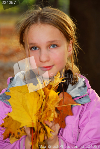 Image of Girl with leaves