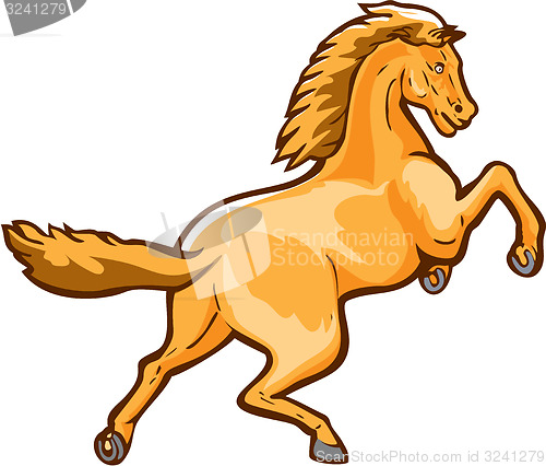 Image of Colt Horse Prancing Rear Isolated Retro