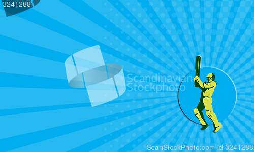 Image of Business card Cricket Player Batsman Batting Circle Retro