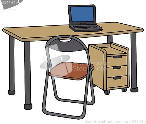 Image of Desk, chair and laptop