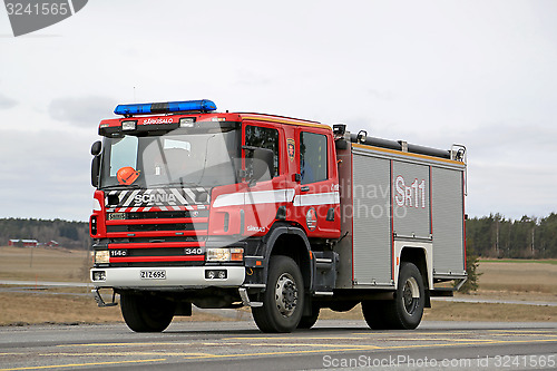 Image of Scania 114C Fire Truck on the Road