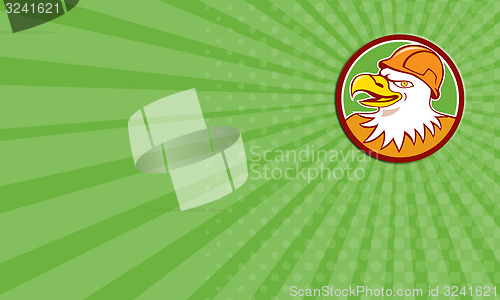 Image of Business card Bald Eagle Construction Worker Head Circle Cartoon