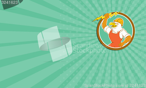 Image of Business card Bald Eagle Electrician Lightning Bolt Circle Cartoon