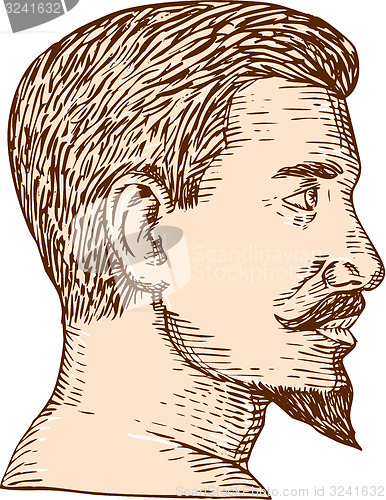 Image of Male Goatee Side View Etching