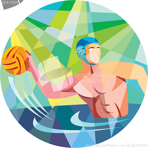 Image of Water Polo Player Throw Ball Circle Low Polygon