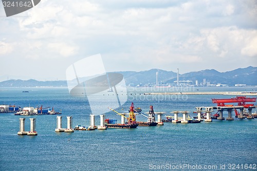 Image of construction site of Hong Kong Zhuhai Macau Macao Bridge