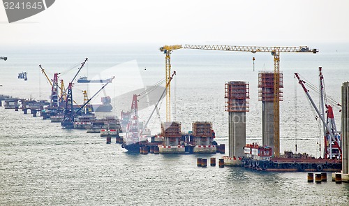 Image of construction site of Hong Kong Zhuhai Macau Macao Bridge