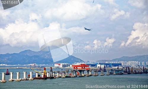 Image of construction site of Hong Kong Zhuhai Macau Macao Bridge