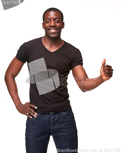 Image of Portrait of handsome young smiling african man 