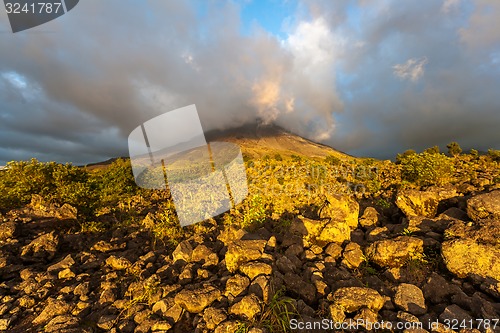 Image of Clouds over the volcanic mountain 