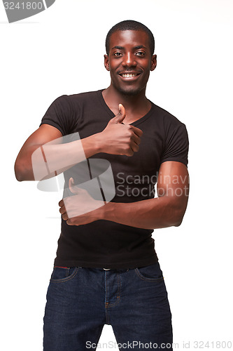 Image of Portrait of handsome young smiling african man 