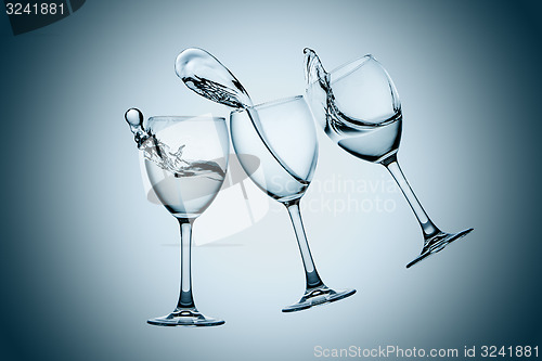 Image of Three water glasses splash