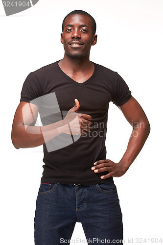 Image of Portrait of handsome young smiling african man 