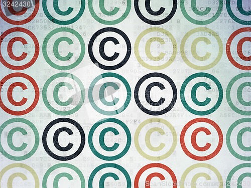 Image of Law concept: Copyright icons on Digital Paper background