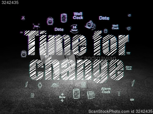 Image of Time concept: Time for Change in grunge dark room