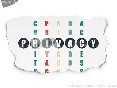 Image of Security concept: word Privacy in solving Crossword Puzzle