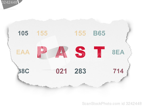 Image of Timeline concept: Past on Torn Paper background