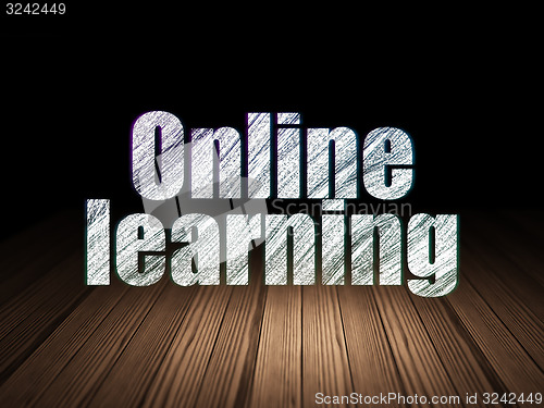 Image of Education concept: Online Learning in grunge dark room