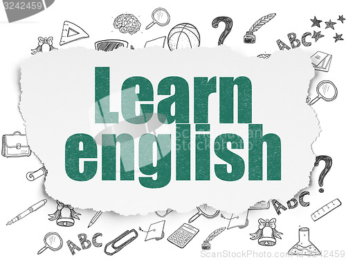 Image of Education concept: Learn English on Torn Paper background