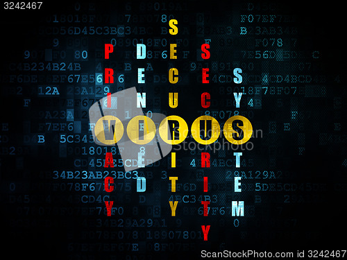 Image of Security concept: word Virus in solving Crossword Puzzle