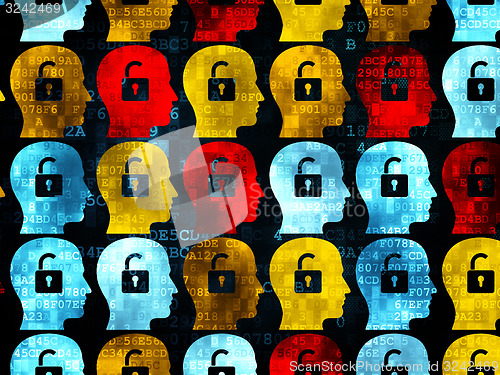 Image of Finance concept: Head With Padlock icons on Digital background