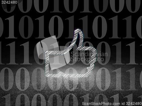 Image of Social network concept: Thumb Up in grunge dark room