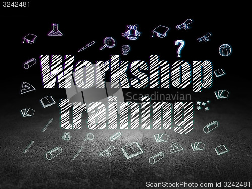 Image of Education concept: Workshop Training in grunge dark room