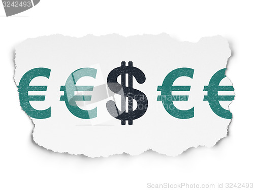Image of Currency concept: dollar icon on Torn Paper background