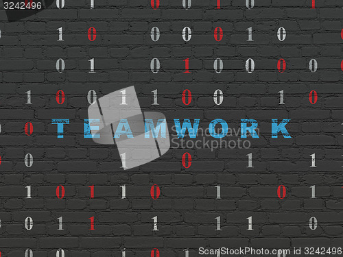 Image of Finance concept: Teamwork on wall background
