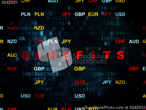 Image of Finance concept: Benefits on Digital background