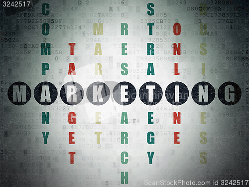 Image of Marketing concept: word Marketing in solving Crossword Puzzle