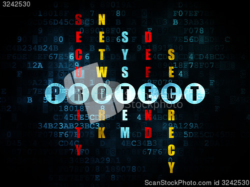 Image of Security concept: word Protect in solving Crossword Puzzle