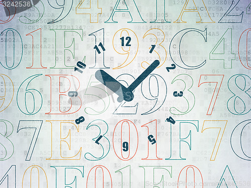 Image of Timeline concept: Clock on Digital Paper background