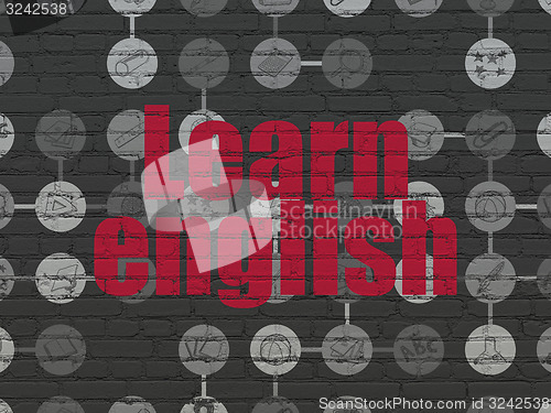 Image of Education concept: Learn English on wall background