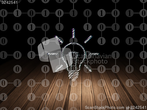 Image of Finance concept: Light Bulb in grunge dark room
