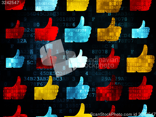 Image of Social network concept: Thumb Up icons on Digital background
