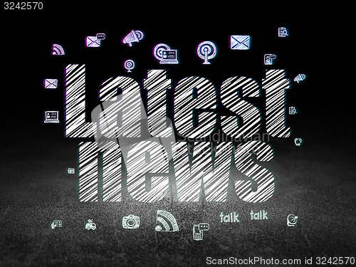 Image of News concept: Latest News in grunge dark room